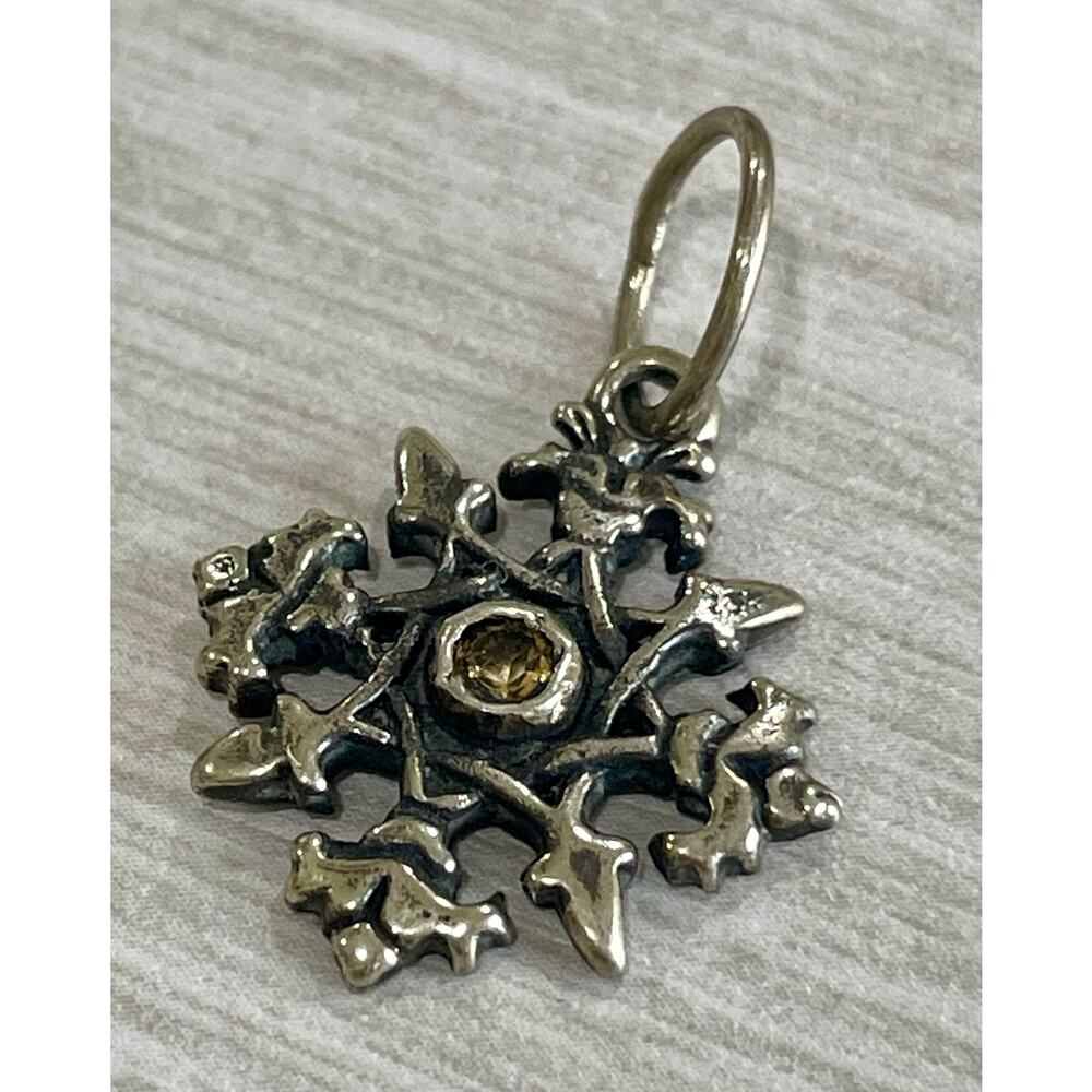 Love Heals Topaz NOVEMBER Birthstone Snowflake White Bronze Charm LH104